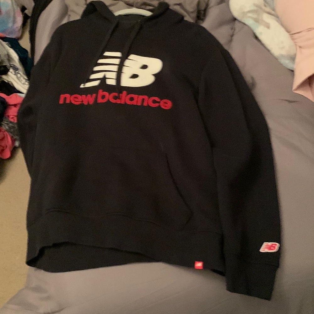 New Balance XL Black with red Hoodie w/embroidered raised print big logo.